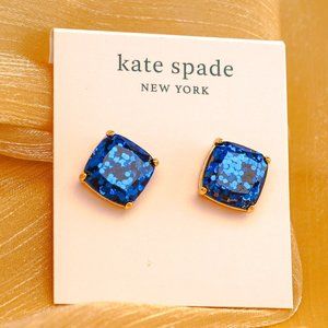 Kate Spade Small Square Stud Earrings in Navy Glitter
